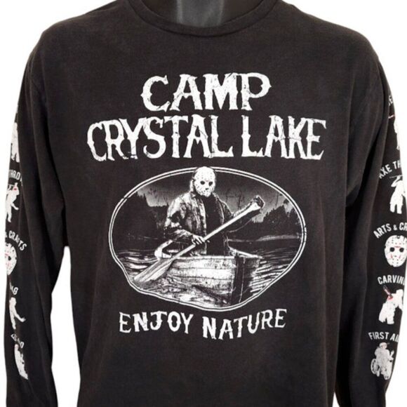 Friday The 13th T Shirt Mens Size Medium Black Camp Crystal Lake Enjoy Nature - Picture 1 of 10